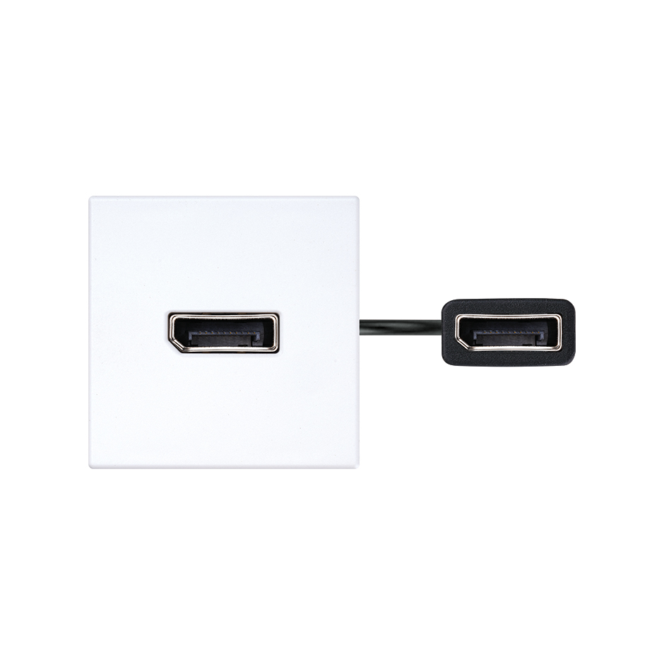 DisplayPort 2.0 female-to-female patch cord with trim plate white Simon K45  