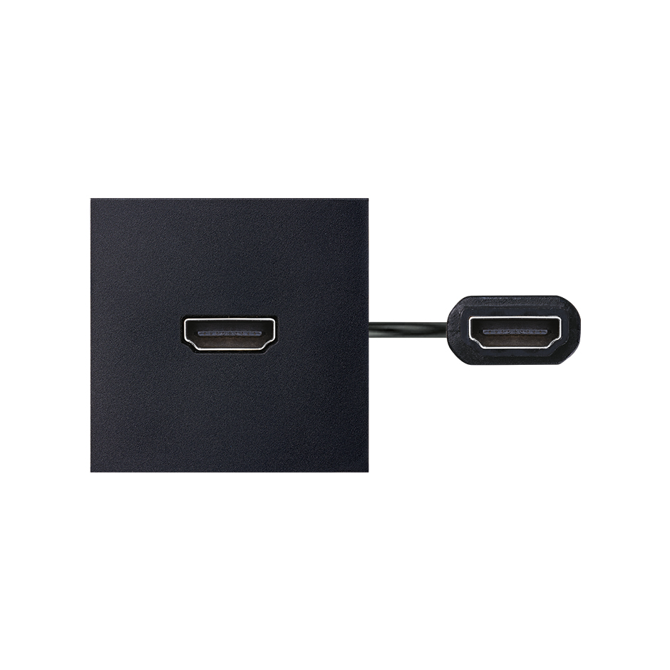 HDMI 2.0 female-to-female patch cord with trim plate black Simon 400