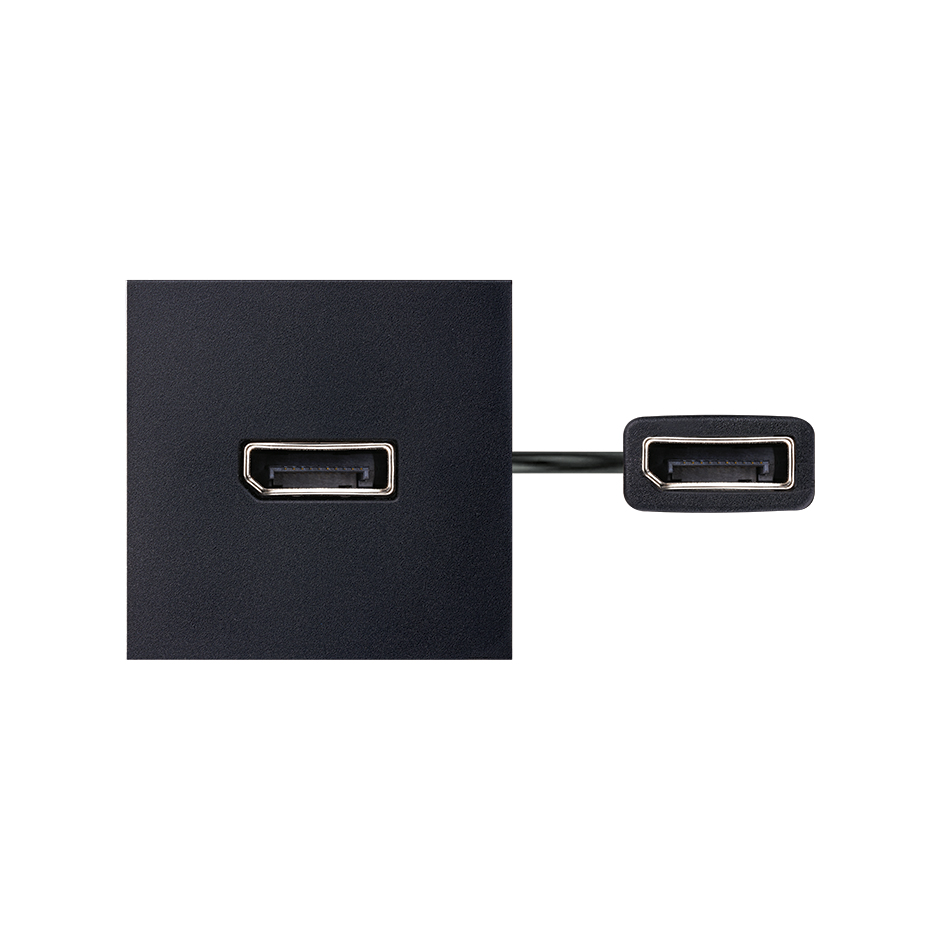 Cabo DisplayPort 2.0 fêmea-fêmea com placa de acabamento preto Simon 400