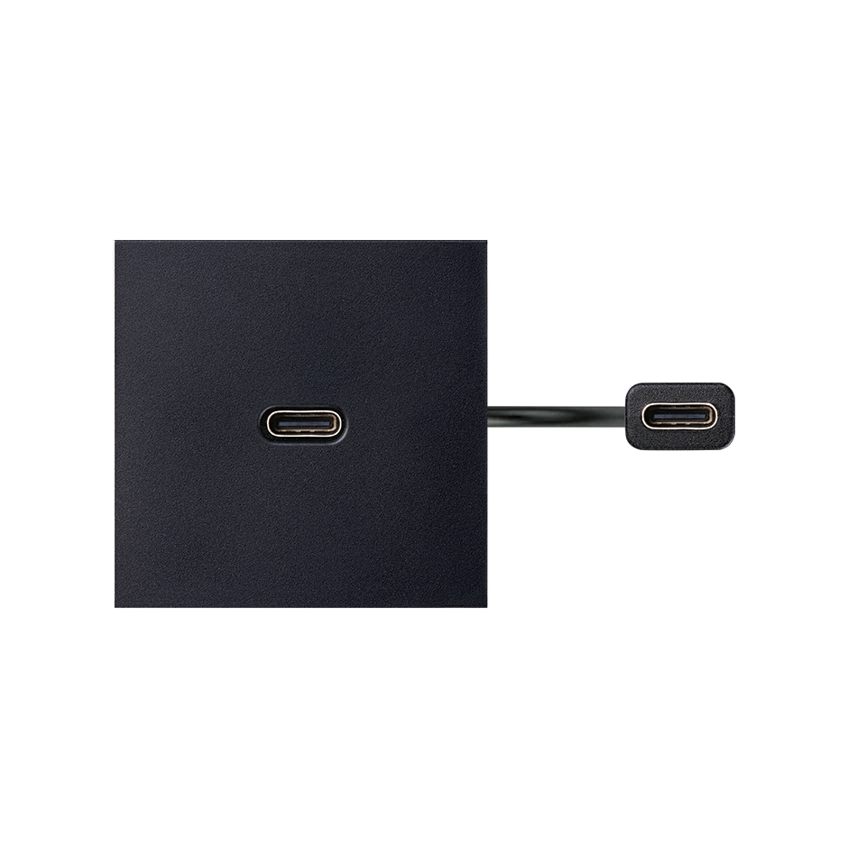 USB 3.0 type C female-to-female patch cord with trim plate black Simon 400