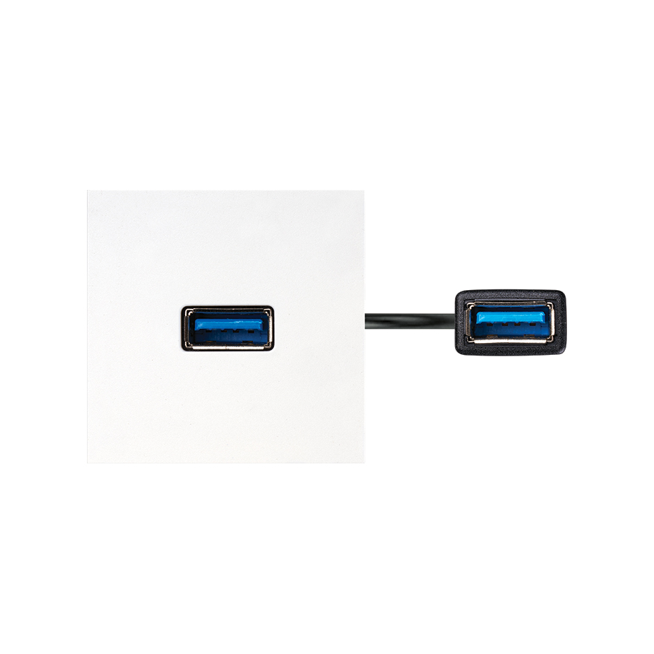 USB 3.0 type A female-to-female patch cord with trim plate white Simon 400