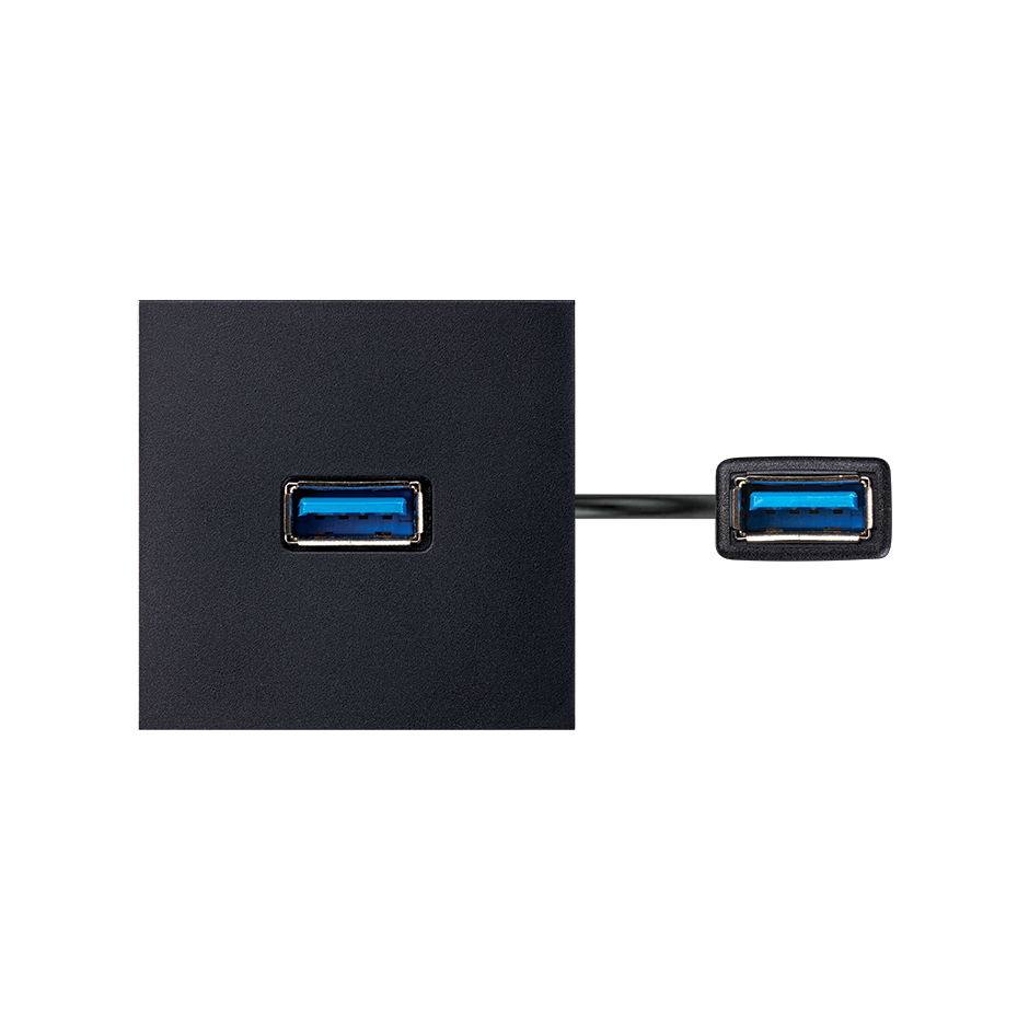 USB 3.0 type A female-to-female patch cord with trim plate black Simon 400