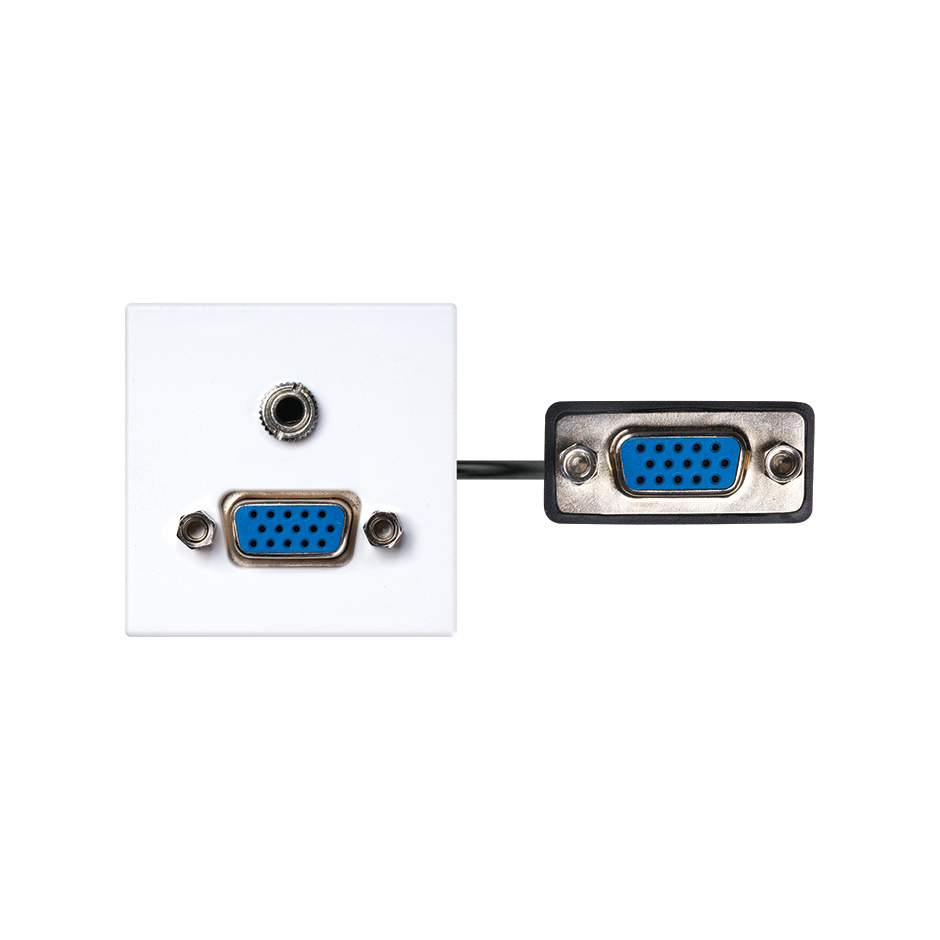 VGA + Minijack female-to-female patch cord with trim plate white Simon K45  