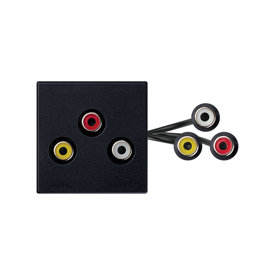 3RCA female-to-female patch cord with trim plate black Simon K45  