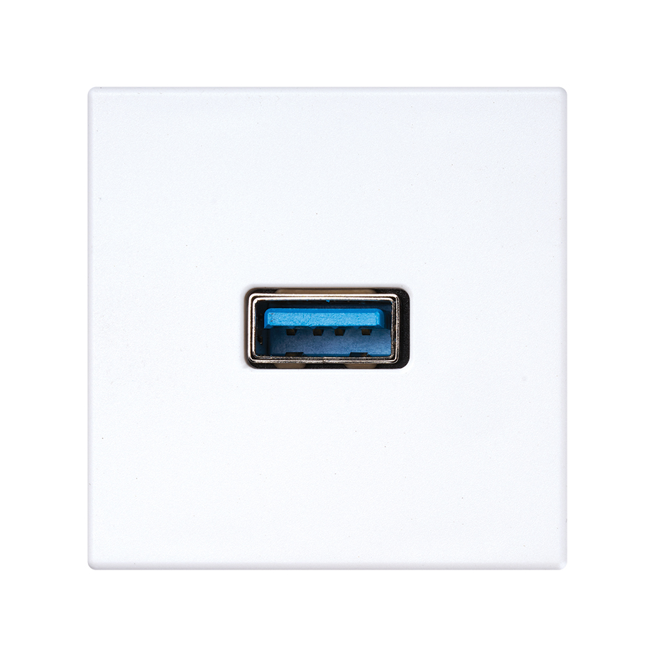 USB 3.0 type A female-to-female connector with trim plate white Simon K45  