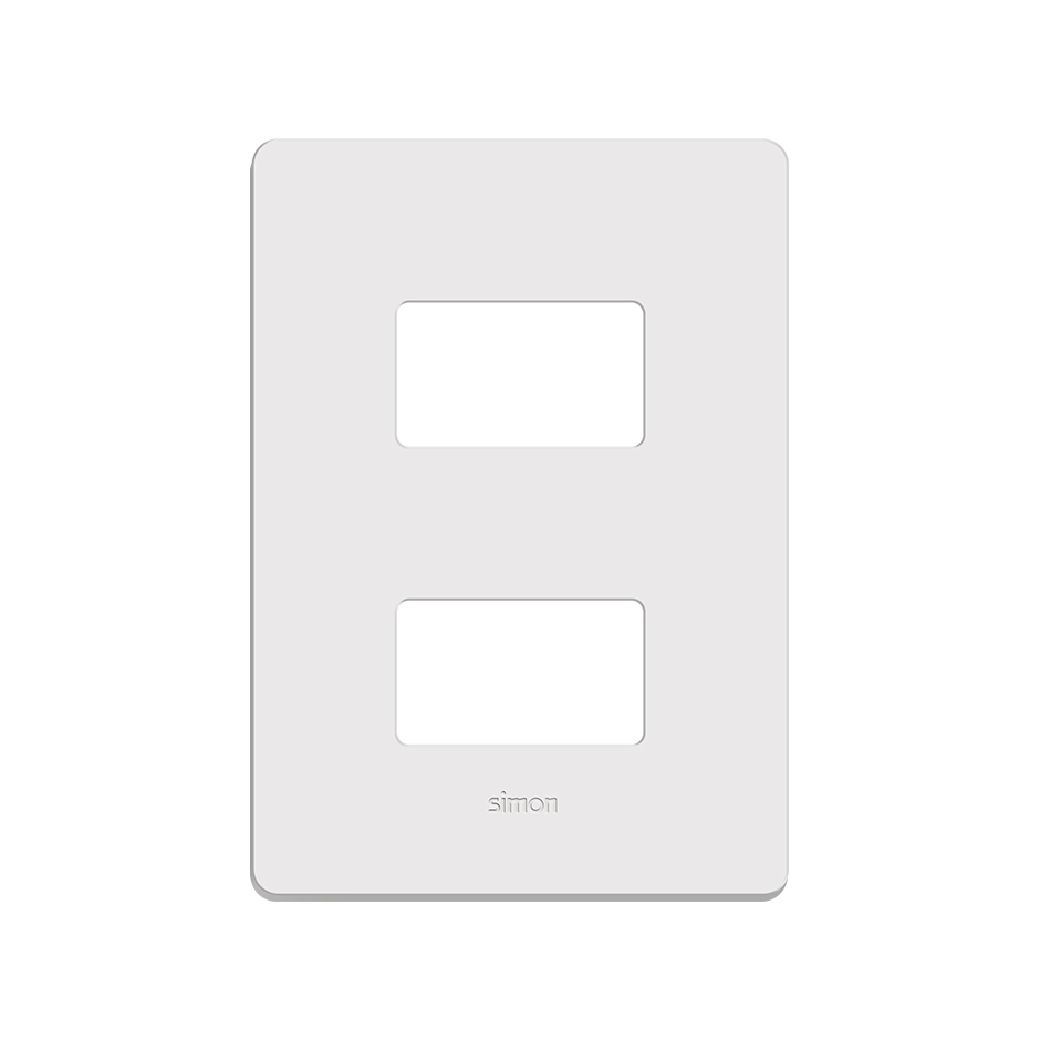 Placa de 2 postos separados com suporte 4x2 branco Simon 20
