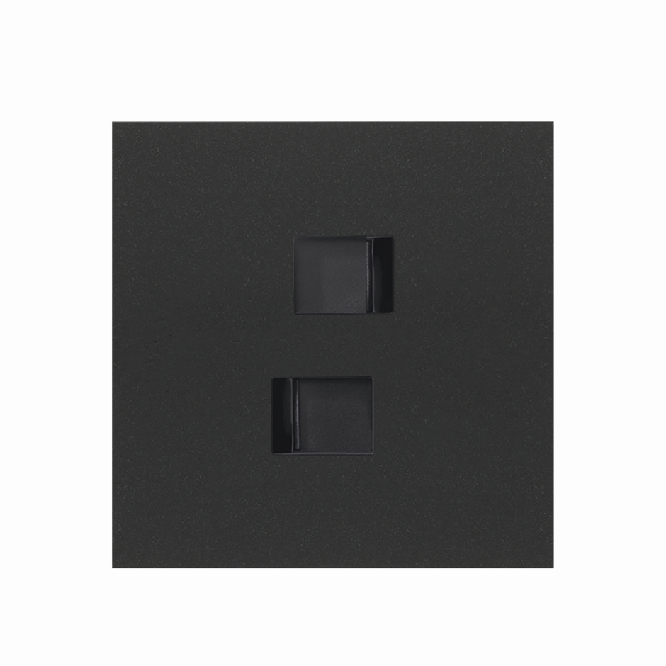 Kit face avant pour 1 élément avec 2 connecteurs RJ45 noir mat Simon 100