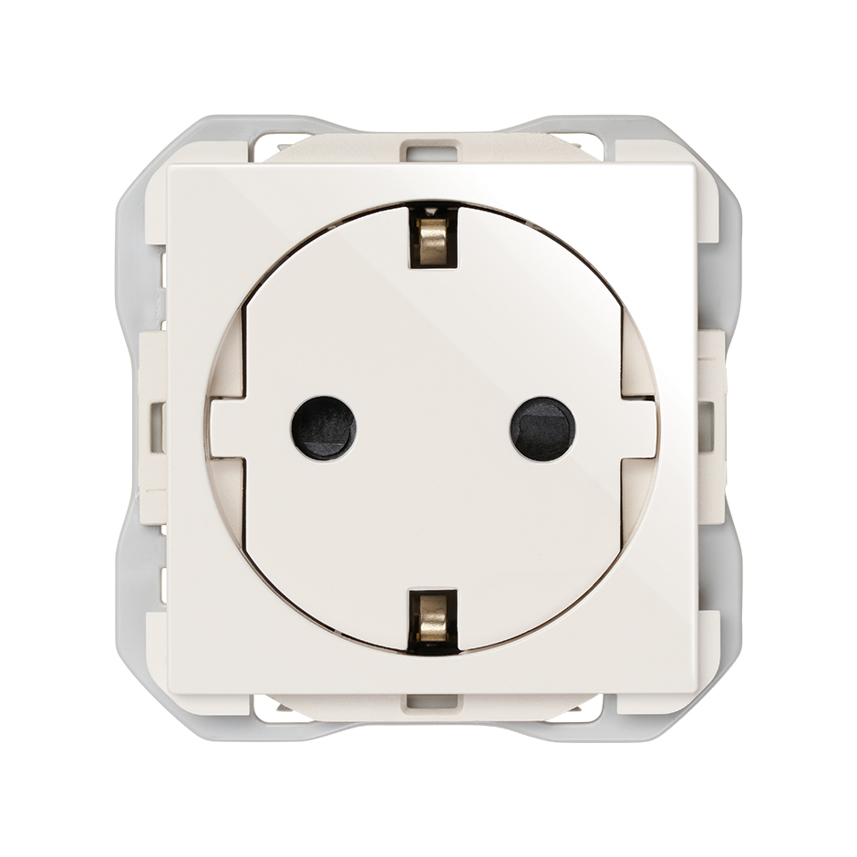 Base de enchufe schuko clean modular 16A 250 V~ con sistema de embornamiento a tornillo blanco Simon 270