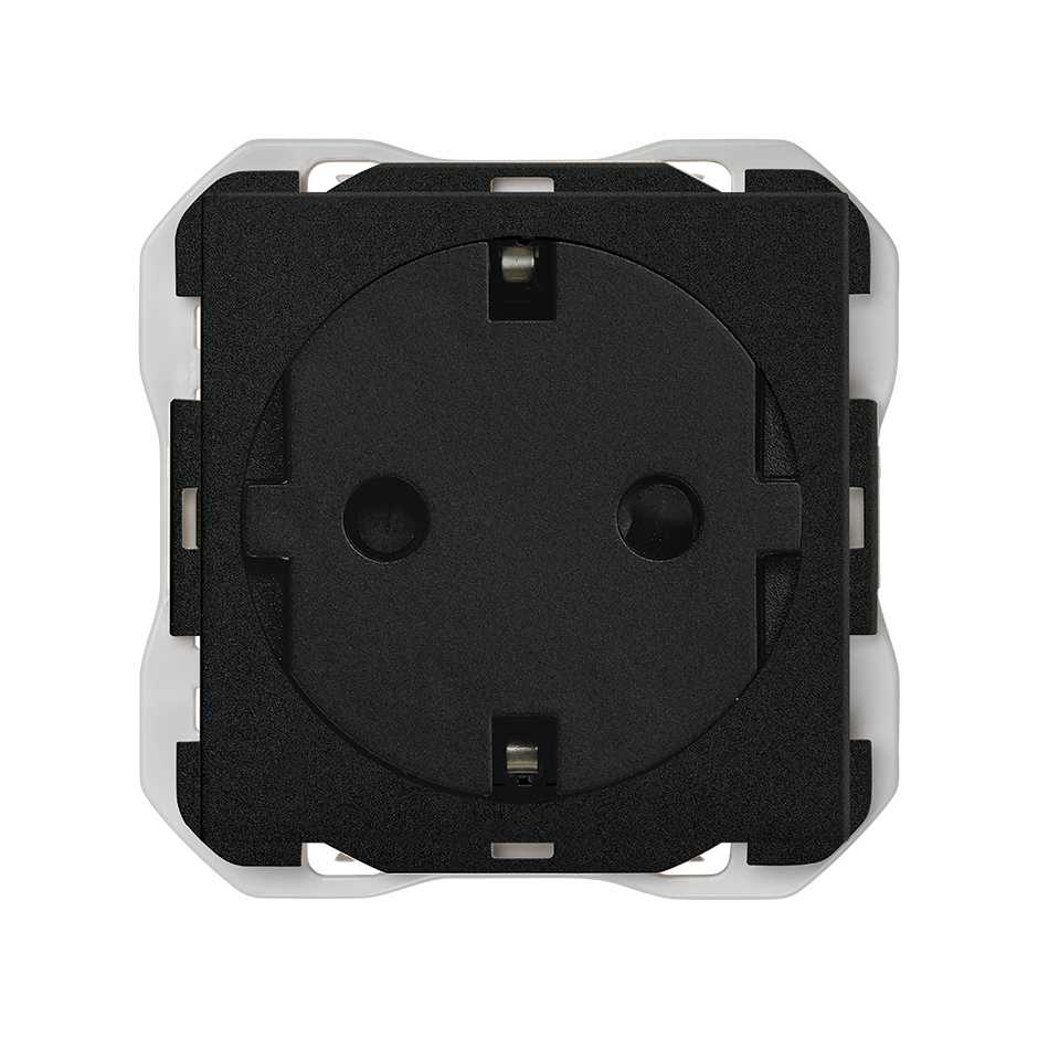 Base de enchufe schuko clean modular 16A 250 V~ con sistema de embornamiento a tornillo negro mate Simon 270