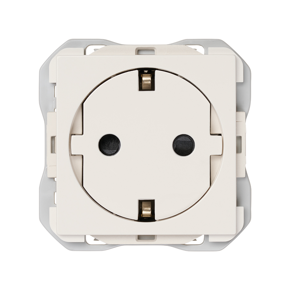 Base de enchufe schuko clean modular 16A 250 V~ con sistema de embornamiento a tornillo blanco mate Simon 270
