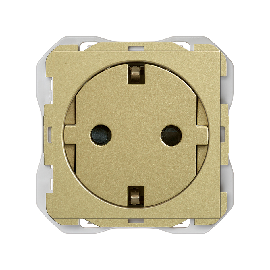 Base de enchufe schuko clean modular 16A 250 V~ con sistema de embornamiento a tornillo bronce Simon 270