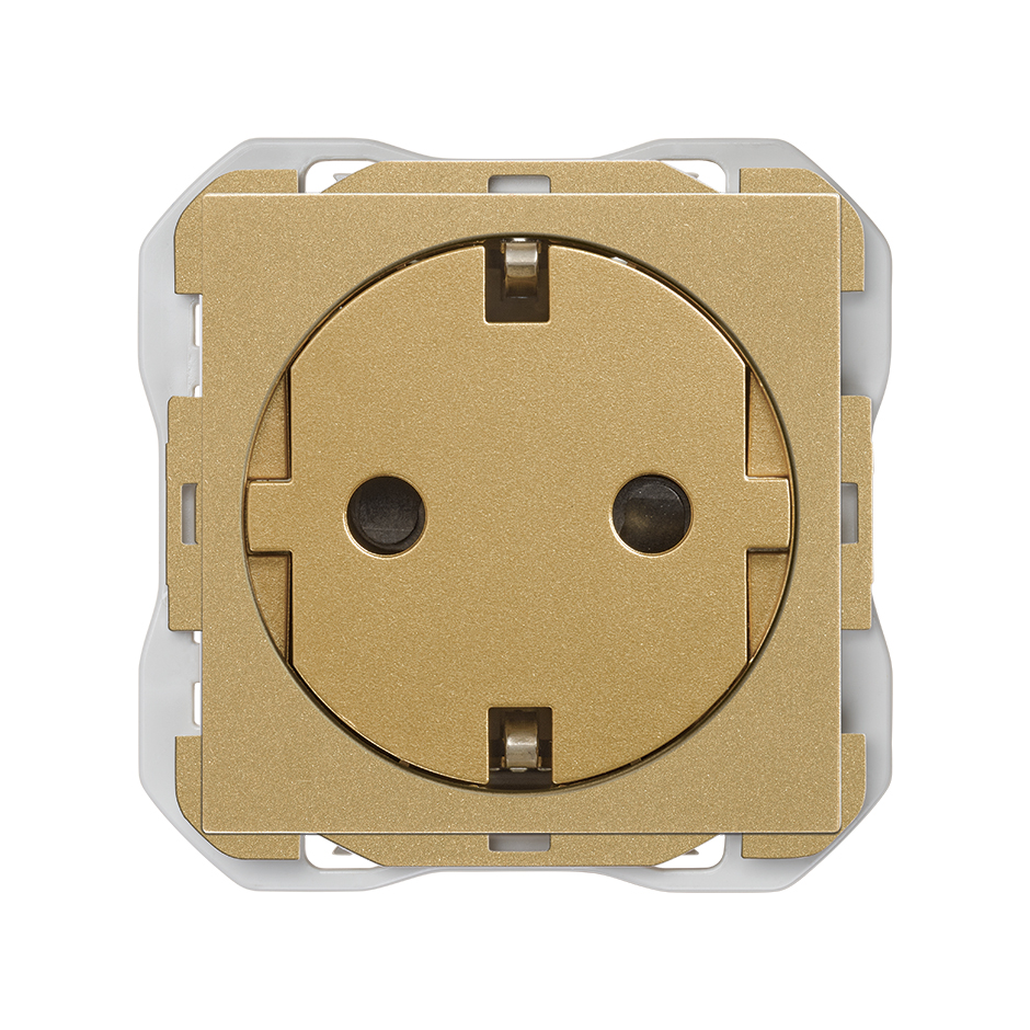 Base de enchufe schuko clean modular 16A 250 V~ con sistema de embornamiento a tornillo oro Simon 270