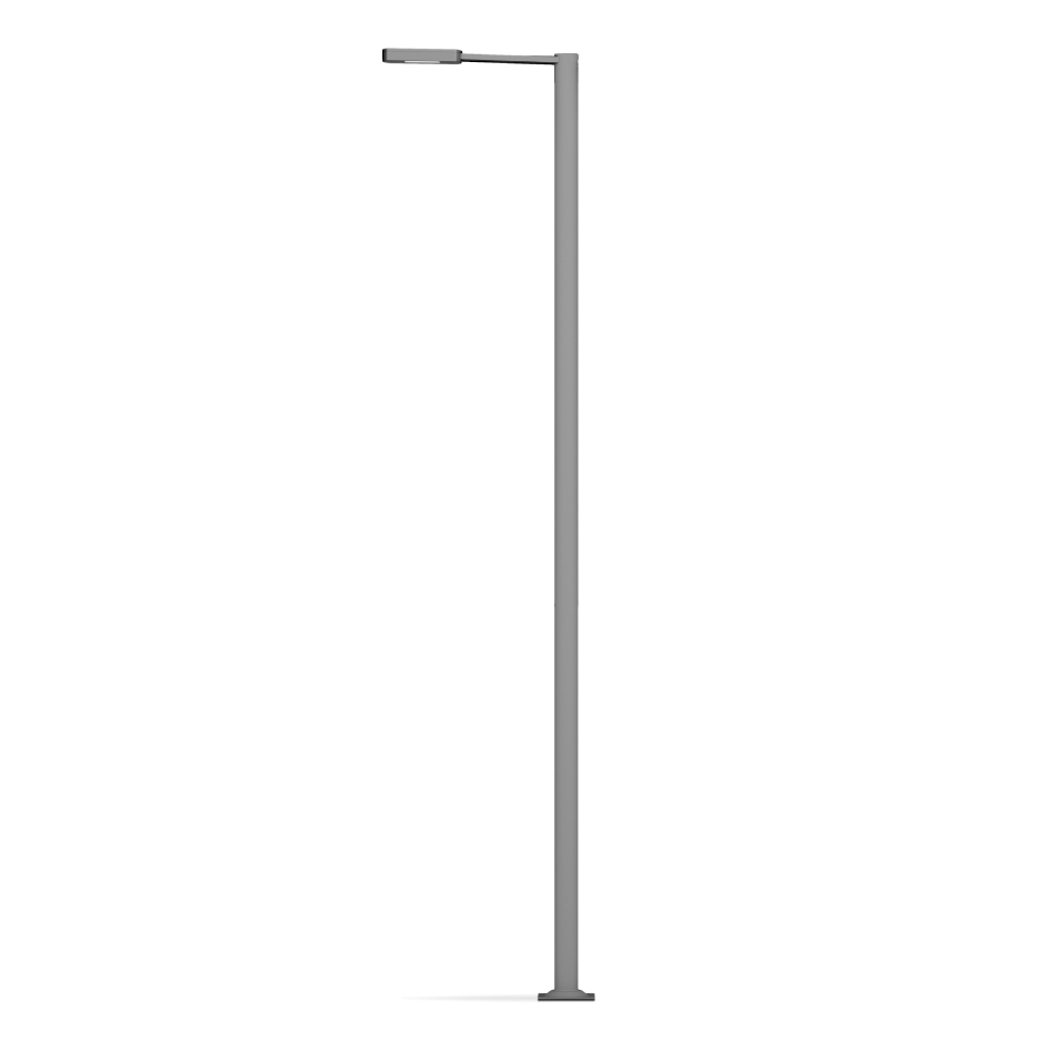 Point lumineux décoratif cylindrique Simon Kelp Altair modèle 100, mesurant 9 m de haut et doté d’une fixation pour luminaires latéraux Simon Kelp Merak