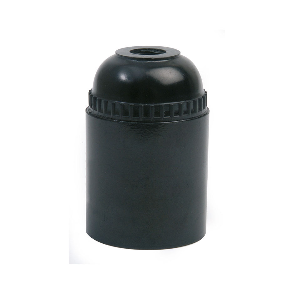 Porta-lâmpadas em termoplástico liso para E-27, em preto, da 