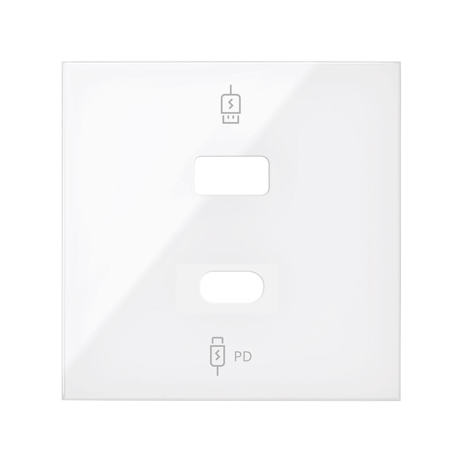 Накладка для зарядного устройства USB A+C цвета белый глянец Simon 100