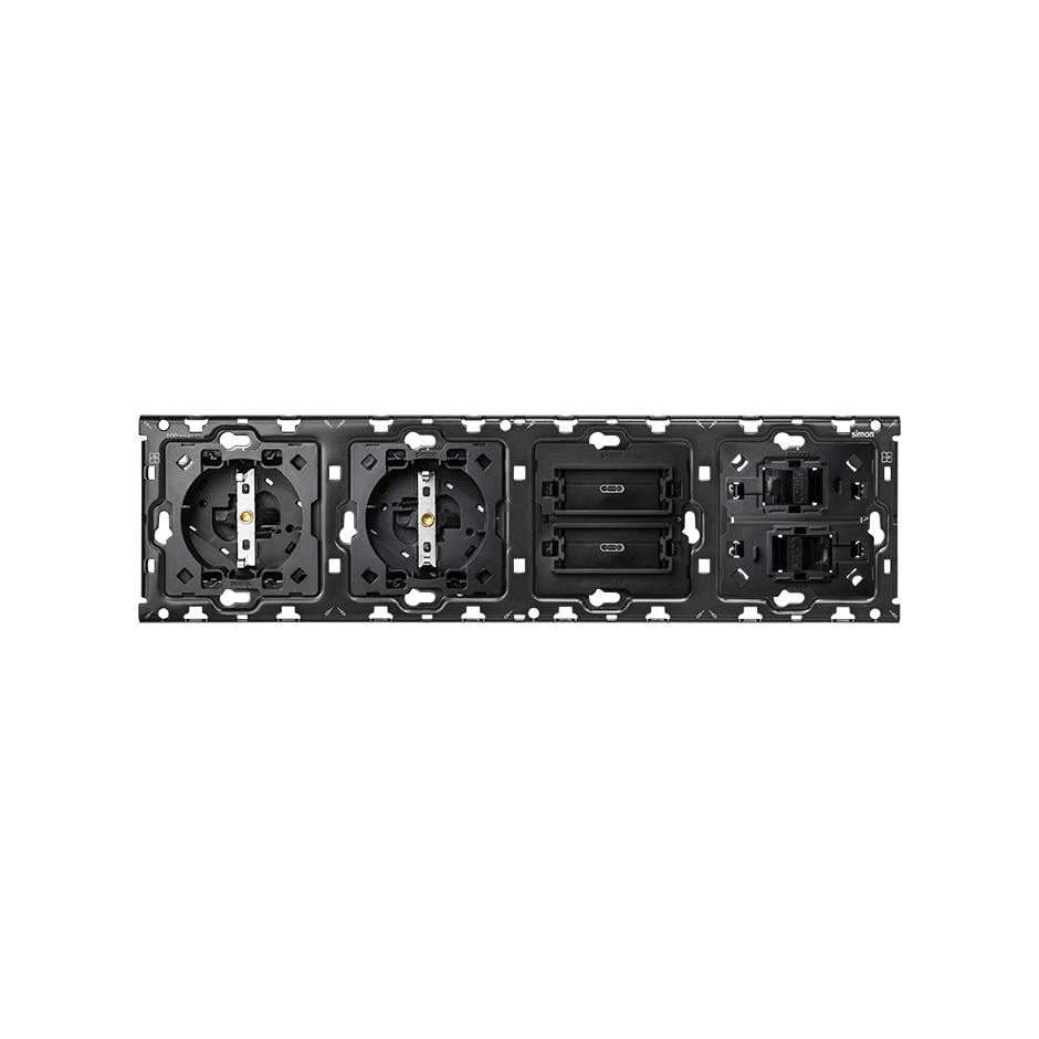Back kit for 4 elements with 2 schuko sockets + double USB C charger 20W Power Delivery + 2xRJ45 cat 6 Simon 100