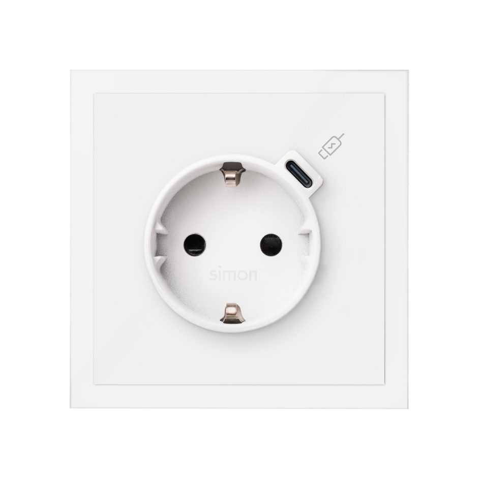 Schuko socket with C USB charger 10,5W Simon 100 | SIMON