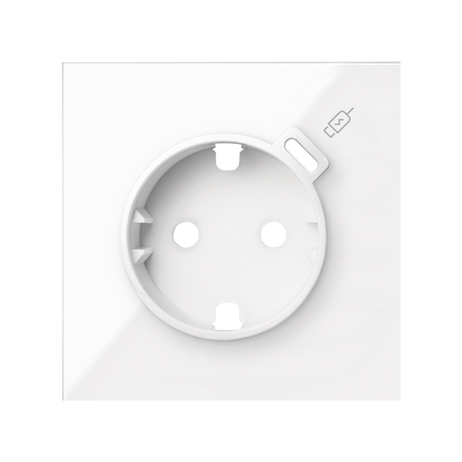 Kit front 1 schuko socket with C USB charger gloss white Simon 100
