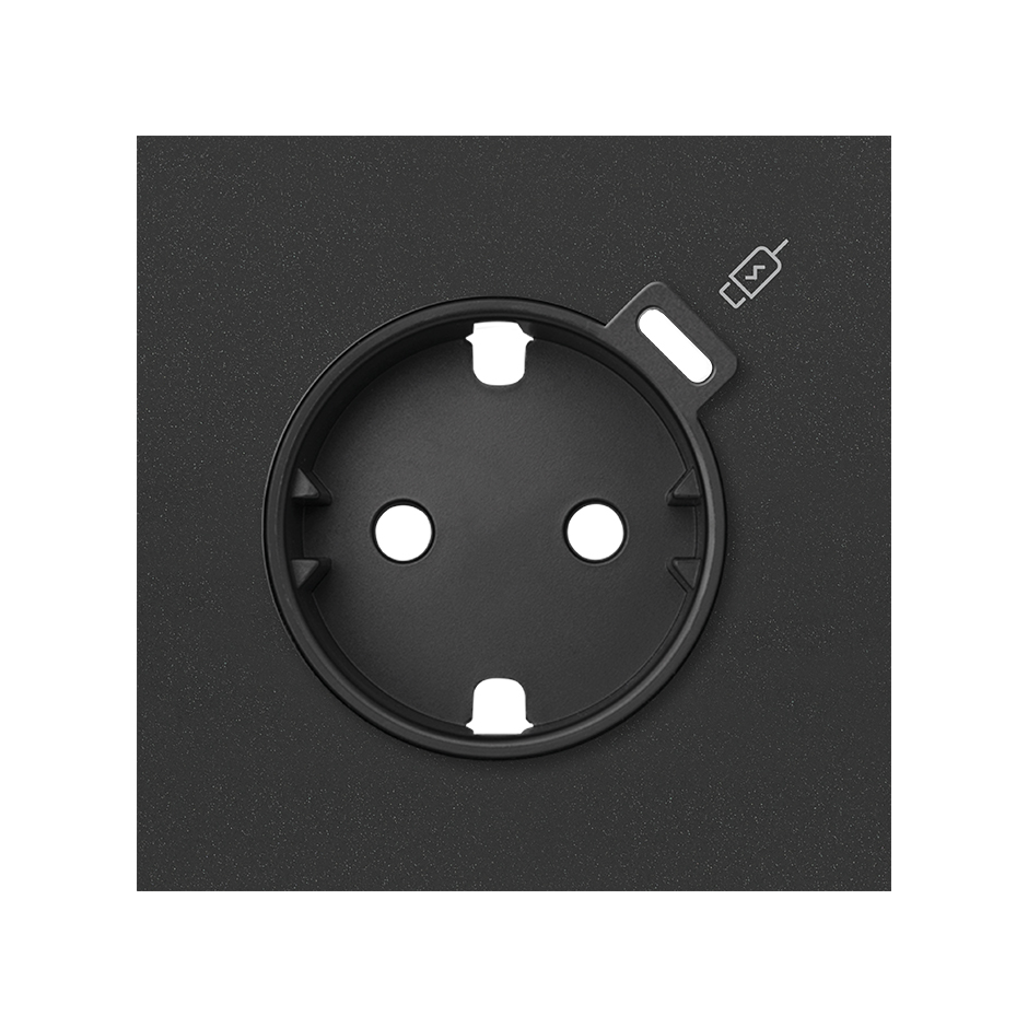 Kit front 1 schuko socket with C USB charger matt black Simon 100