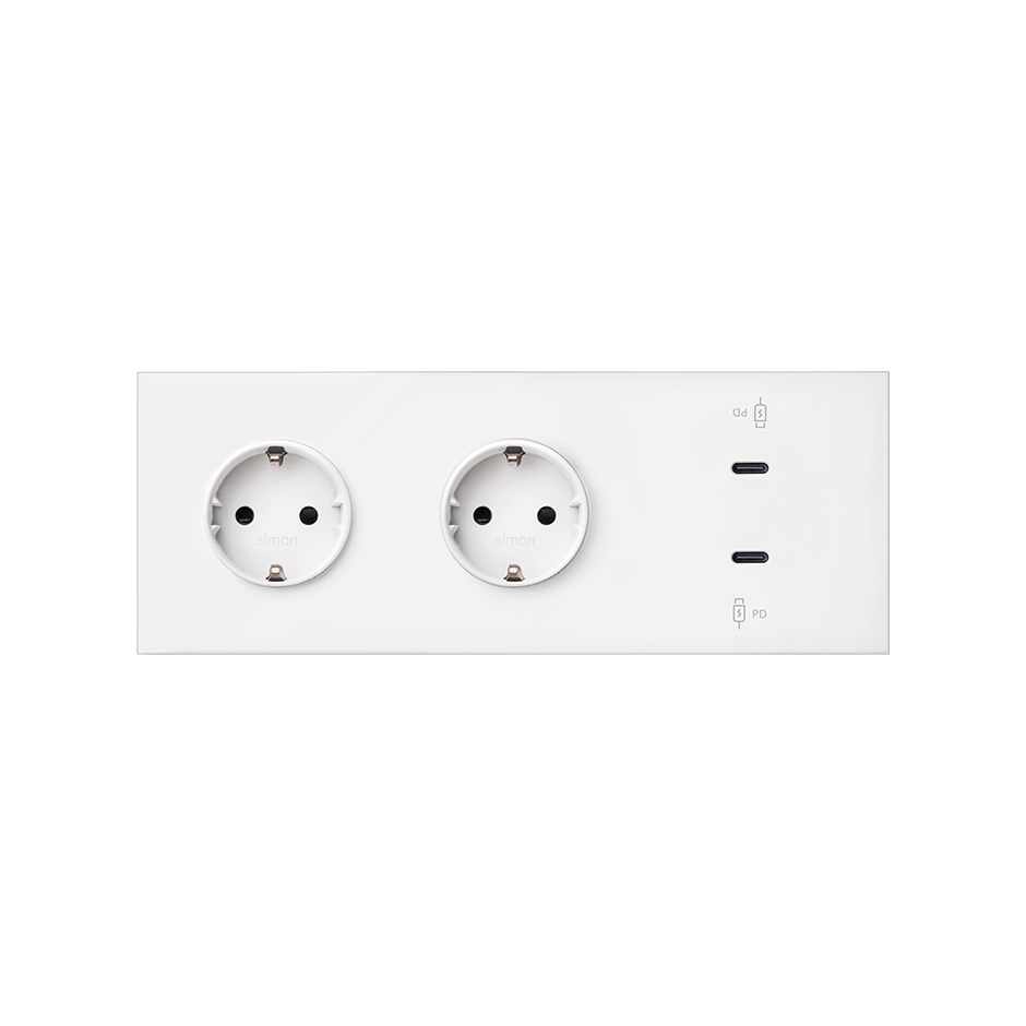 Kit front for 3 elements 2 schuko sockets + double USB C charger matt ...