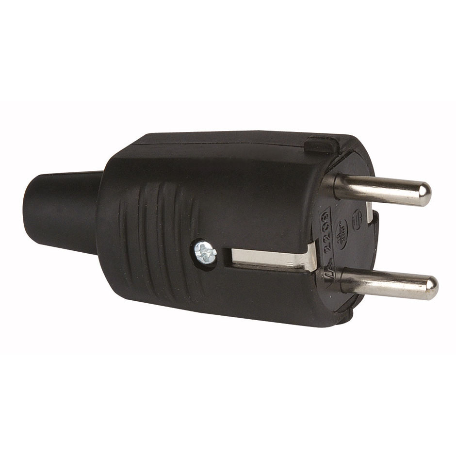 Ficha de borracha preta com 16 A e 230 V 