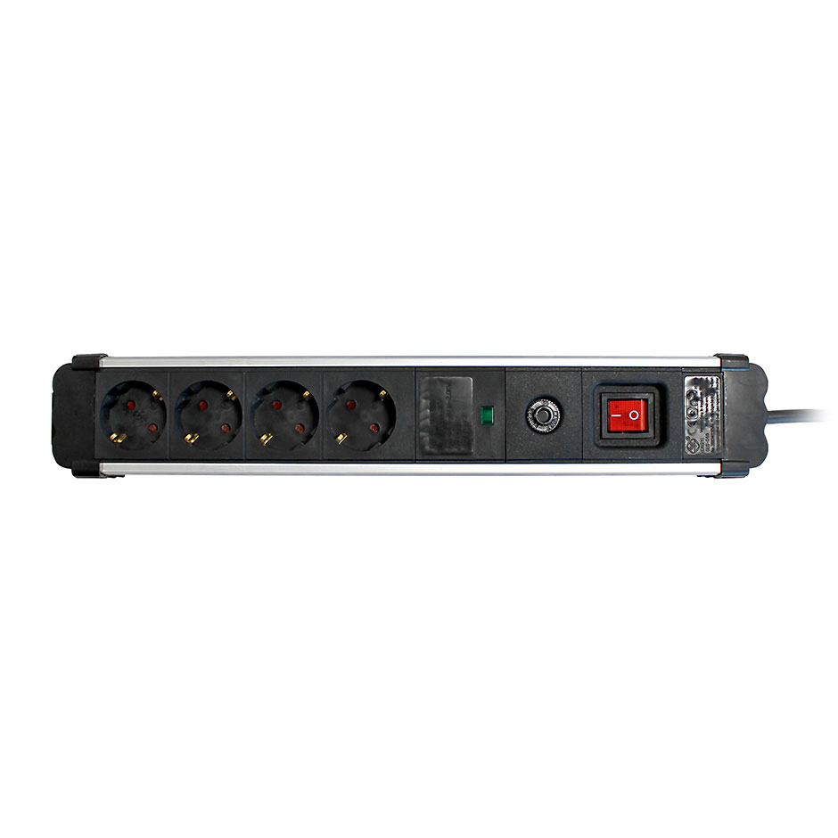 BASE MÚLTIPLE EXTRAPOWER 4 TOMAS 16A 250V~ ALUMINIO C/PROT. SOBRETENSIONES 1,5M CABLE H05VV-F 3G1,5MM² SIMON BRICO