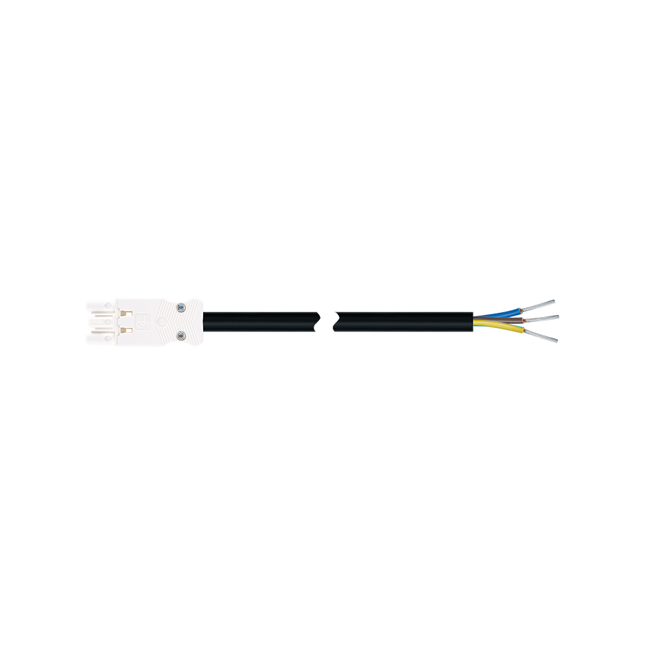 Quick connection patch cord female-free end RZ - 0.6 kV 3 poles with 2 meters length made of halogen-free material with 3 x 2.5mm² section white