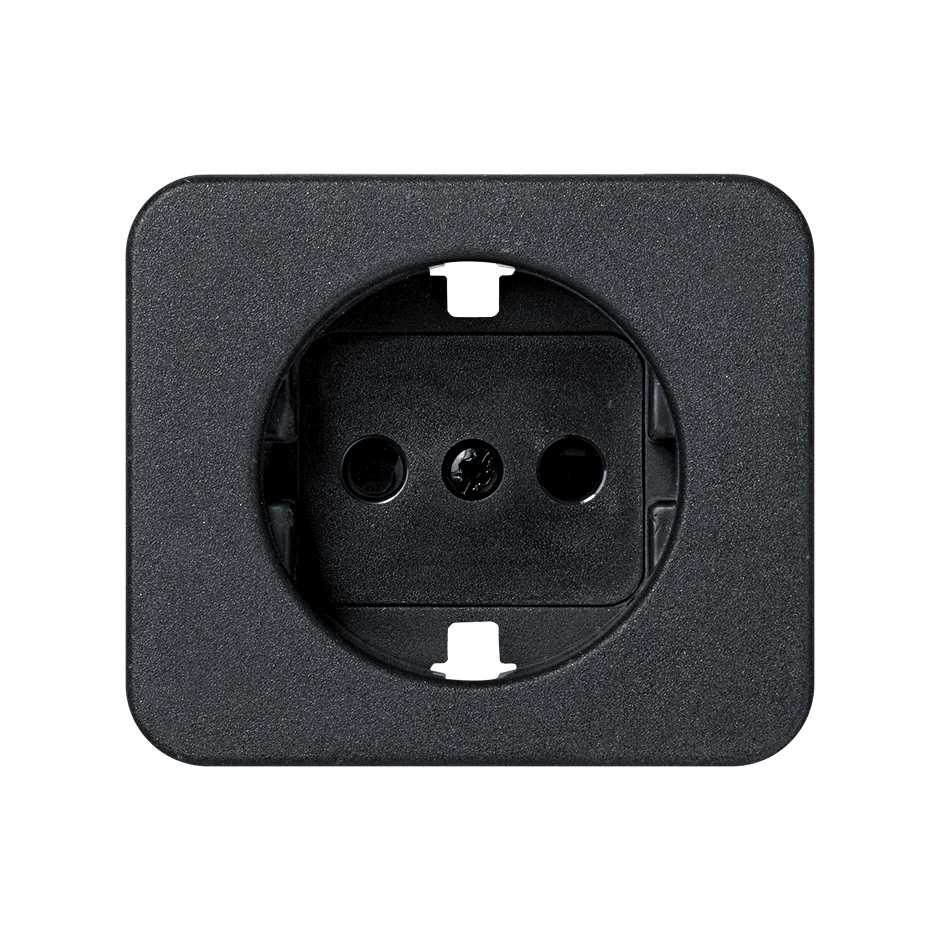 Cover with safety device for German socket outlet graphite Simon 75