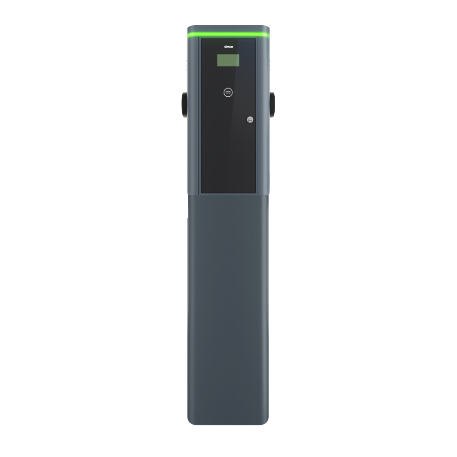 Simon NEON Column Charging Point with 2 T2 Sockets Single-phase 7.4 kW – Max. 14.8 kW + 4G Modem + Auto-reset Differential
