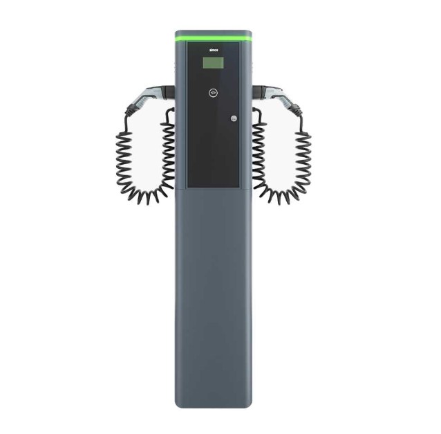Simon NEON Punto de Recarga de Columna con 2 Cables espiral de 4m T2 22 kW Trifásico - Max. 44 kW