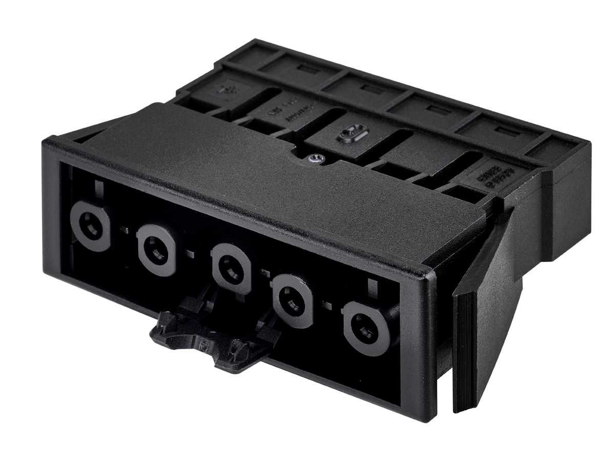 Flush-mounted quick connector "Female" with 5 poles and patch cord locking system Black Simon Electrical Wiring
