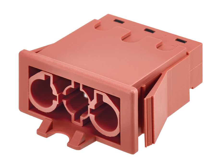 Flush-mounted "Male" quick connector with 3 poles and patch cord locking system red Simon Electric Wiring