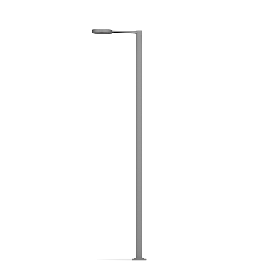 Point lumineux décoratif cylindrique modèle 100, mesurant 7 m de haut et doté d’une fixation pour luminaires latéraux Simon Kelp Merak