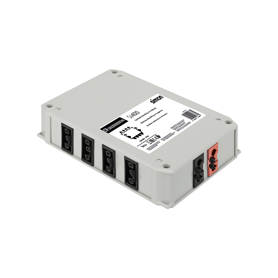 Distribution box of 2 circuits with 2 inputs of 3 poles with Wieland GST18i figure and 5 outputs of 3 poles