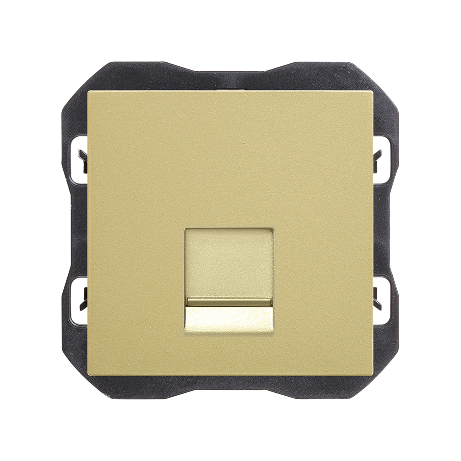 Tapa de voz y datos plana con guardapolvo para 1 conector RJ45 bronce Simon 270