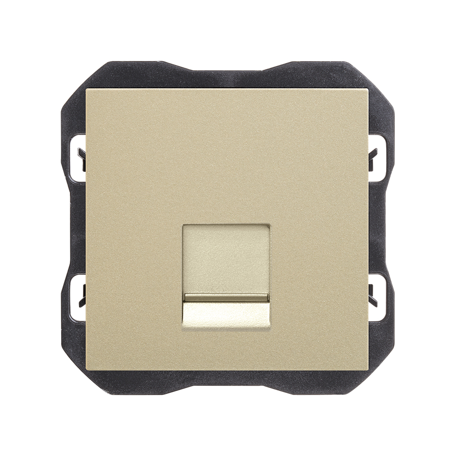 Tapa de voz y datos plana con guardapolvo para 1 conector RJ45 cava Simon 270