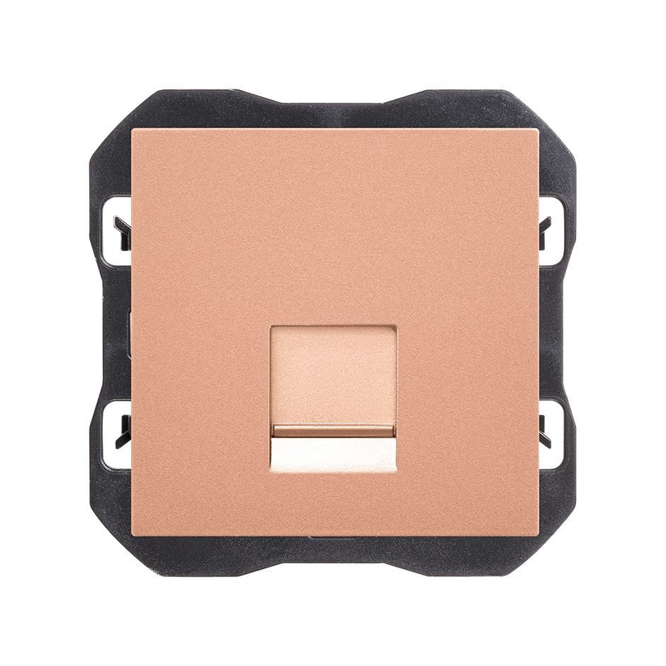 Tapa de voz y datos plana con guardapolvo para 1 conector RJ45 cobre Simon 270