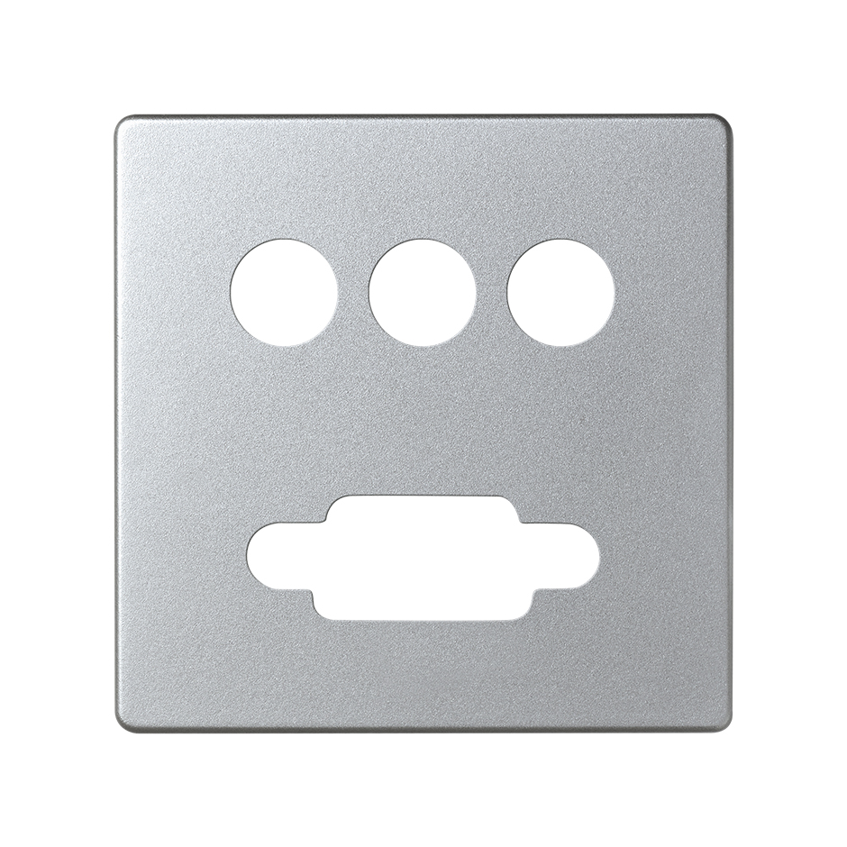 Plate for VGA + 3 RCA connectors cold aluminium Simon 82 Detail