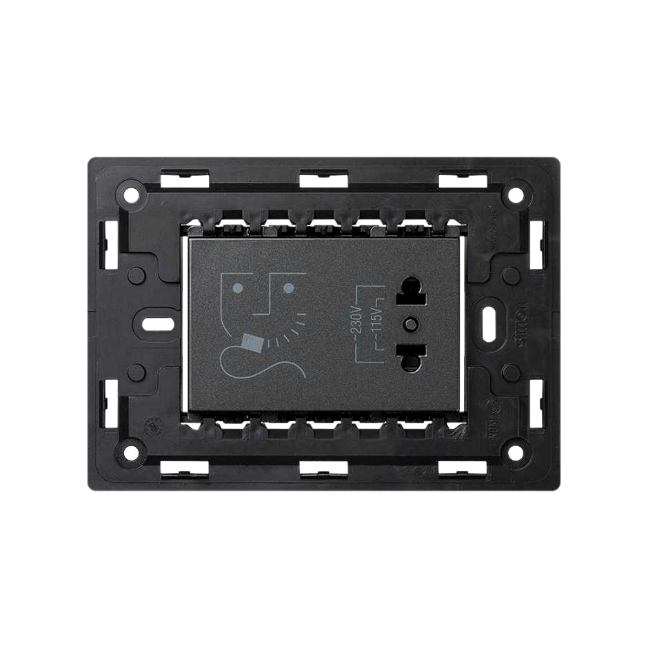 Shaver socket outlet 3 modules graphite Simon 82