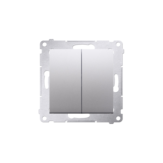 Bouton poussoir double 10AX 250V Argent mat Simon 54