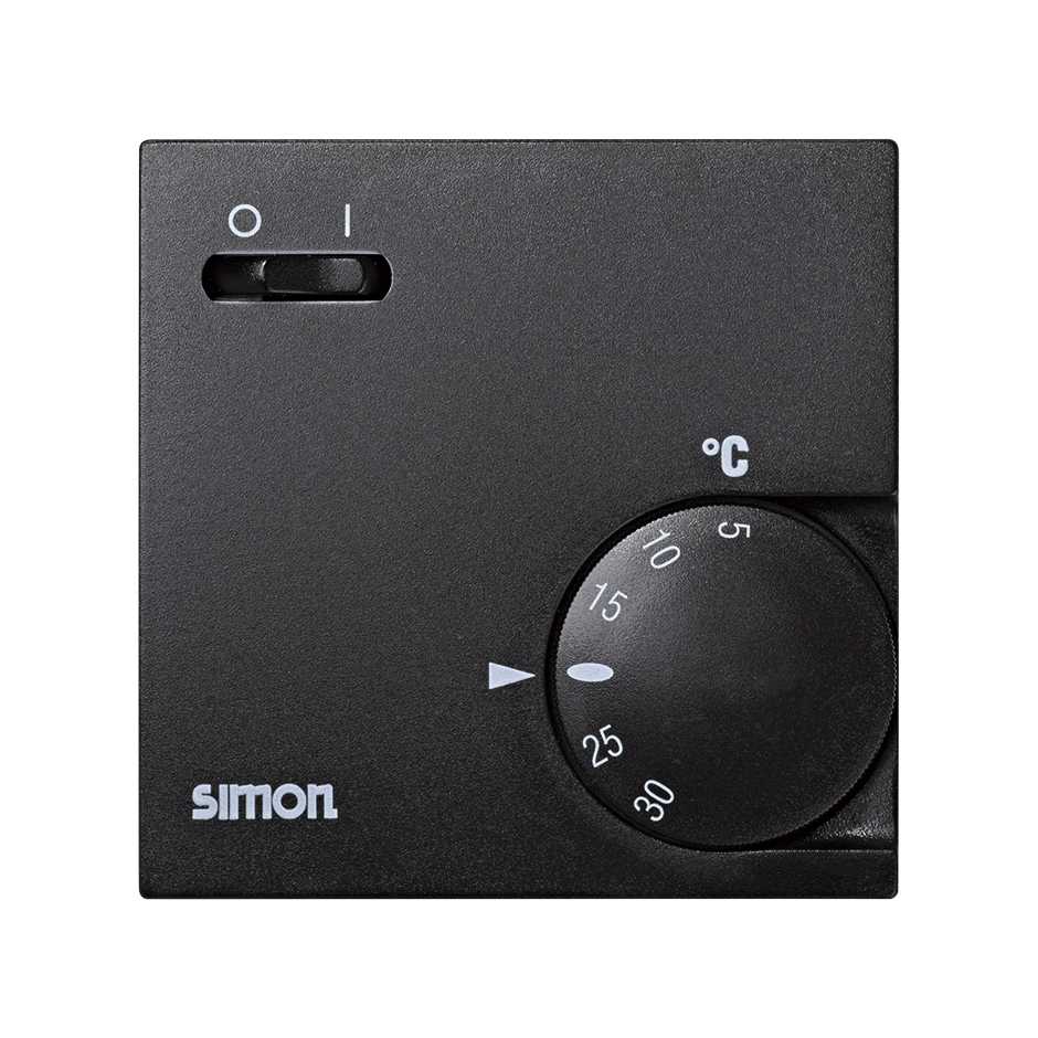 Surface mount thermostat for cooling or heating graphite Simon 75