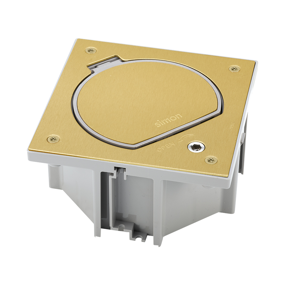 Unidad portamecanismos IP66 con cierre de seguridad y una base de enchufe toma italiana P40 con 1RJ45 categoría 6 UTP latón Simon K45