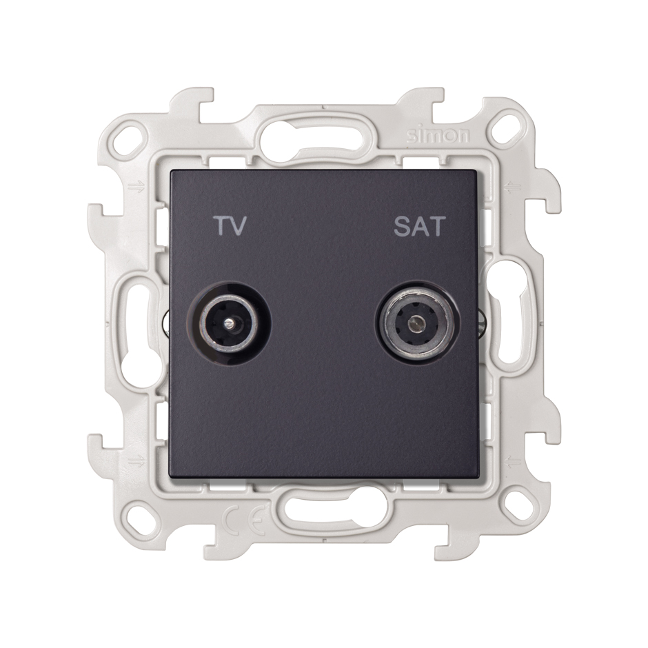 Prise TV+SAT avec connexion à vis marron Simon 24 Harmonie