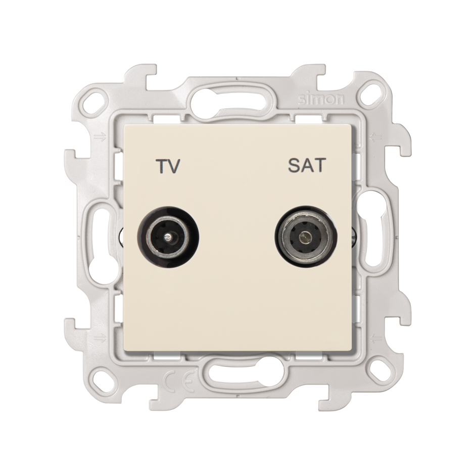 TV+SAT socket with screw connection ivory Simon 24 Harmonie