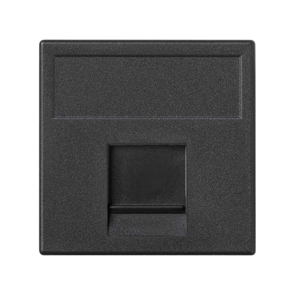 Voice and data flat plate with dust cover for 1 element for 1 Panduit® RJ45 connector black Simon K45