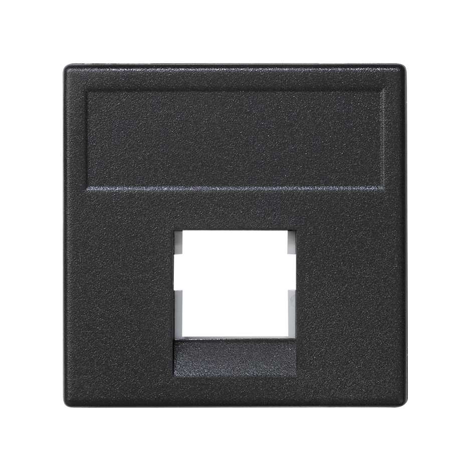Plaque plate voix et données pour 1 élément sans cache anti-poussière pour 1 connecteur RJ45 Infra + ® noir Simon K45