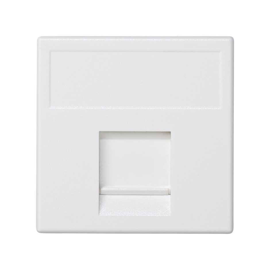 Plaque plate voix et données pour 1 élément avec cache anti-poussière pour 1 connecteur IBM® RJ45 blanche Simon K45