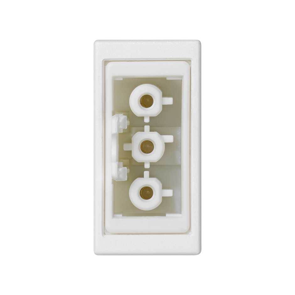 Conetor de ligação rápida fêmea de 3 polos com placa embelezadora de 1 elemento branco Simon K45