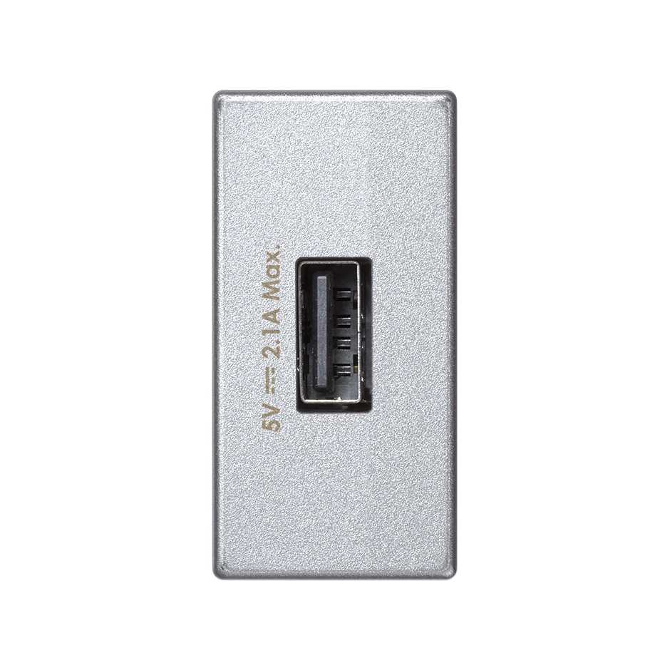 Charger 2.1A 5V DC type A USB port aluminium Simon K45