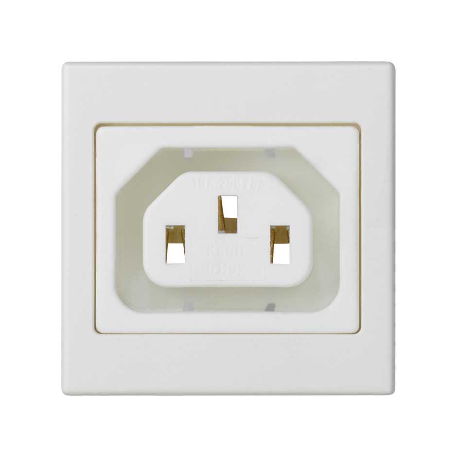 Conector de conexión rápida hembra IEC320 con placa embellecedora de 1 elemento blanco Simon K45
